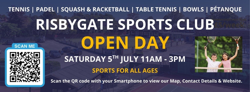 Risbygate Sports Club Open Day 2025 Saturday 5 July 2025 11am-3pm